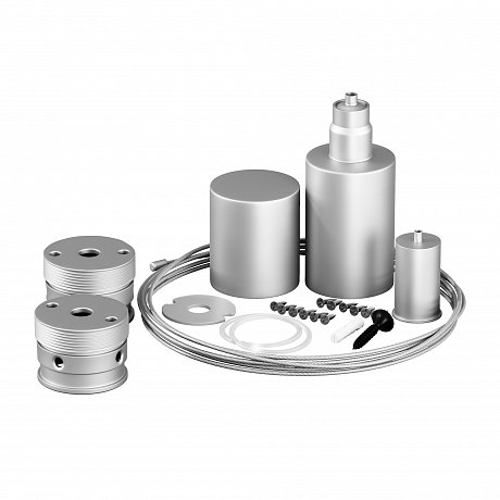 Набор для вертикального подвесного монтажа круглого неона 360° D25 серебро