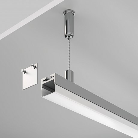 Алюминиевый профиль накладной-подвесной 20x20 (Серебро, 2 м), ALM-2020B-S-2M