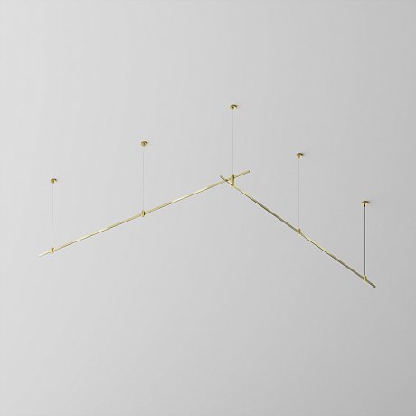 Готовая конструкция прямая двухуровневая на тросовых подвесах Hang без светильников и блока питания, латунь