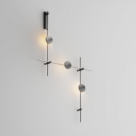 Готовая конструкция настенная прямая 1м х 1м х 1м со светильниками Plato 3 шт. и блоком питания, черный