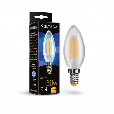 Светодиодная лампа филамент свеча матовая 6Вт 3000K E14 340°