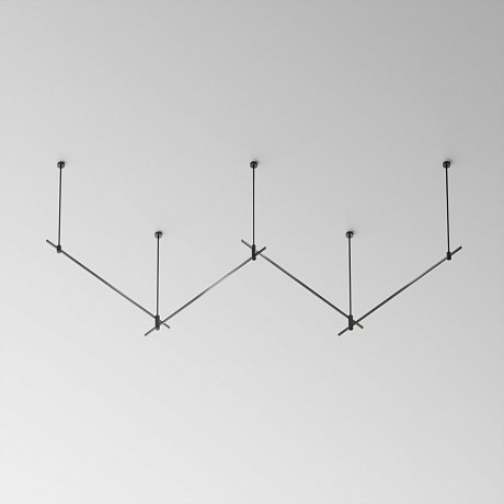 Готовая конструкция прямая 4м двухуровневая на жестких подвесах Long H804 мм без светильников и блока питания, черный