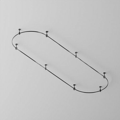 Готовая конструкция овальная 4,5 м на жестких подвесах Short H124мм без светильников и блока питания, черный