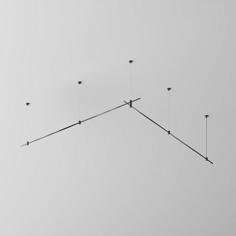 Готовая конструкция прямая двухуровневая на тросовых подвесах Hang без светильников и блока питания, черный